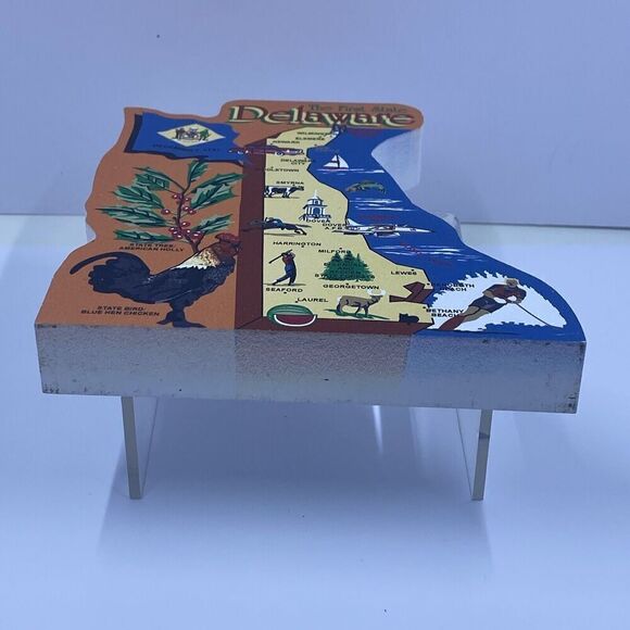 Cat's Meow Delaware State Map Painted Wood Shelf Sitter - Picture 9 of 9